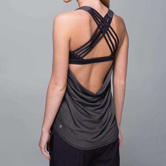 Lululemon Athletica Wild Tank heathered gray black yoga wicking luxtreme size 10 - Picture 1 of 10